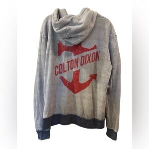 Colton Dixon Unisex Striped Zip-Up Hoodie Jacket anchor graphic Size: XL